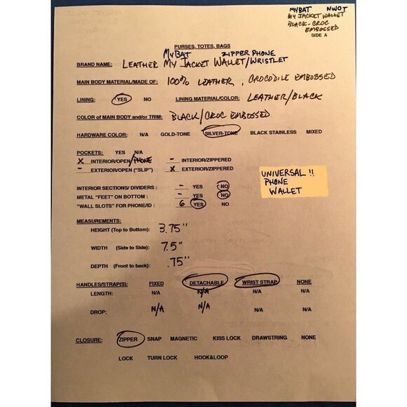 𝅺MYBAT Crocodile-Embossed Genuine Leather MyJacket Wallet Wristlet, Black, NWT - Picture 9 of 10